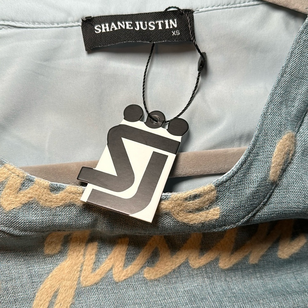 NWT Women’s Shane Justin Chambray Logo Dress Size XS - Picture 4 of 9